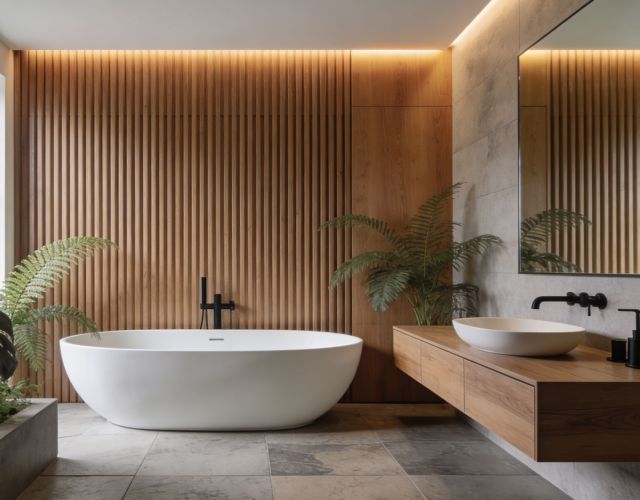 Akustiklamellenwand Badezimmer
